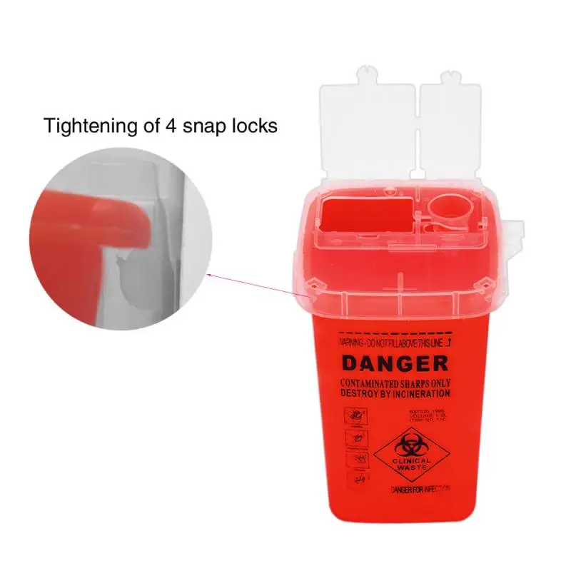 1L Capacity Sharps Container Medical Needles Bin Biohazard Tattoo Piercing Needles Disposal Collect Barrels Tattoo Artist TSLM1