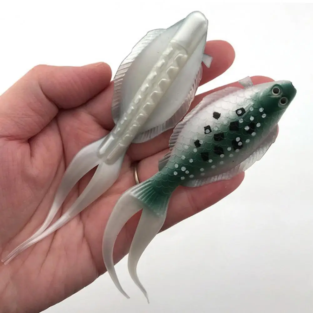 Esca a manovella pratica riutilizzabile per acqua dolce Mini 2 pz/set delicato Flatfish morbido forcella coda richiamo di pesca