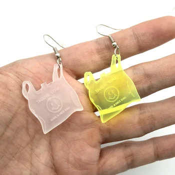 

Funny Lovely Transparent Plastic Bags Shape Acrylic Earrings for Women Fashion Geometric Smile Face Dangle Earrings Jewelry