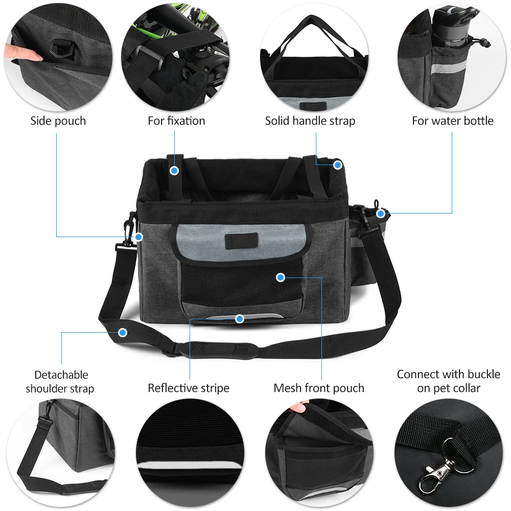 Sale Lixada Foldable Bicycle Front Basket Large Capacity Multifunction Detachable Bike Pet Basket Carrier Camping Outdoor Cycling 4