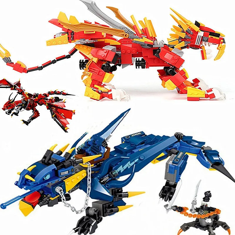 

New Ninja Blue Red Dragon Knight Building Blocks Brick Compatible 70653 Ninjagoes figures toys for Children Christmas Gifts Toy