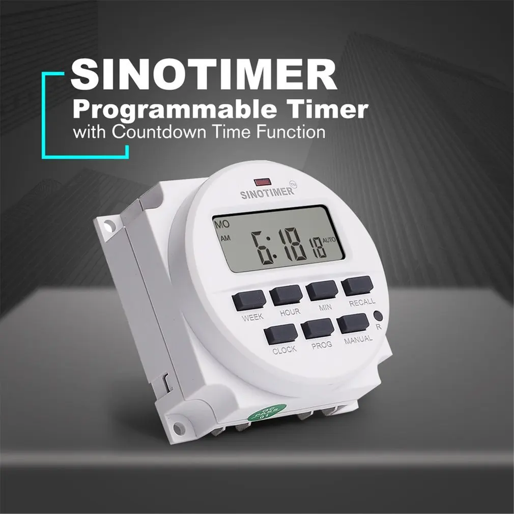 SINOTIMER TM618N-2, 220 В, ЖК-цифровой программируемый таймер переменного тока, переключатель с UL реле внутри с функцией обратного отсчета времени