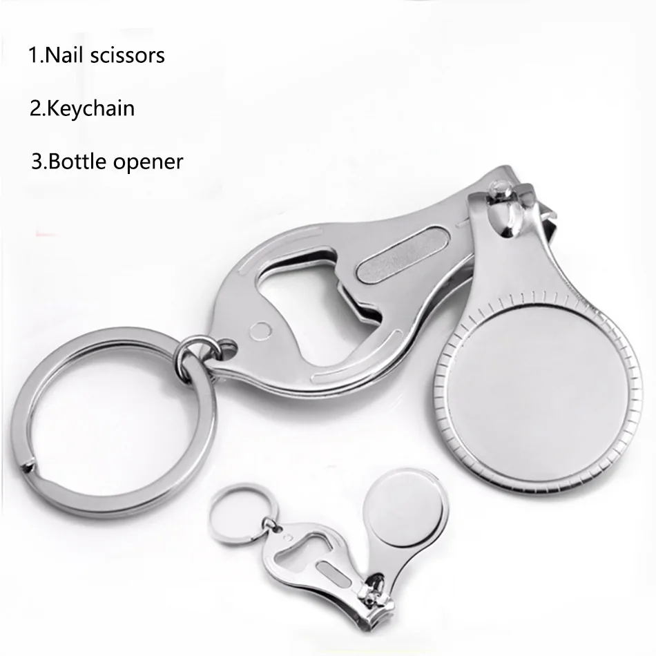 

1PC Multi-function Keychain Nail Clippers Stainless Steel Nail Cutter Clippers Manicure Beauty Tool Nail Cutter Bottle opener