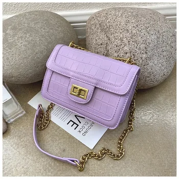 

New Small Soild Color Party Shoulder Bag Female 2020 Spring and Summer Chain Messenger Bag Stone Pattern Fashion Holiday Bag