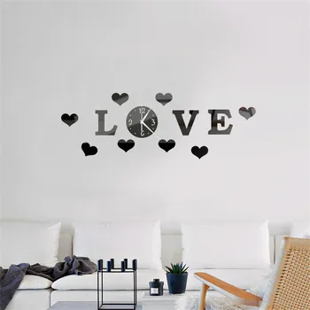 

Acrylic Clock Wall Sticker LOVE Stereo Living Room DIY Decoration Home Decor Fashion Modern Decor