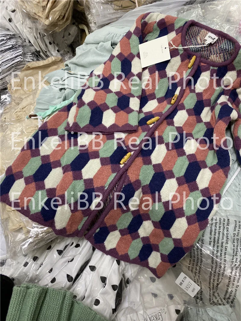Oeuf/Зимний вязаный кардиган для маленьких девочек; юбка; блузка; детское модное дизайнерское пальто; теплые свитера; детская одежда Oeuf