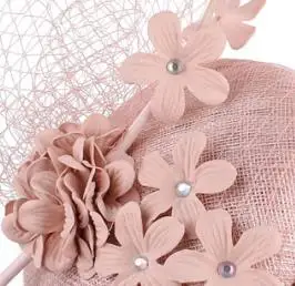 pale pink Королевский синий sinamay свадебный головной убор для волос, заколка для волос, элегантные свадебные вечерние аксессуары для волос - Цвет: pale pink