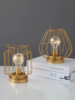 

Soft light eye protection Nordic style home decoration metal frame study room bedroom bedside table night light electroplating p