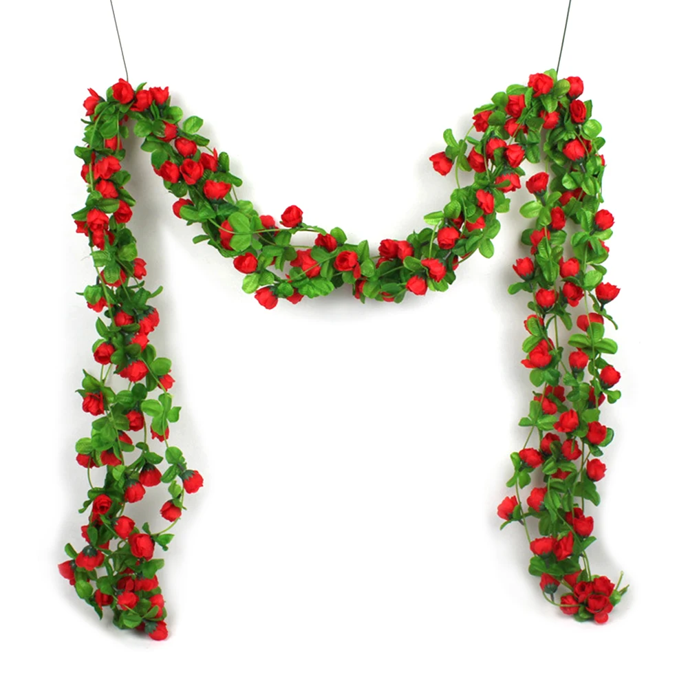 

2m Simulation Rose Flower Vines Artificial Roses Silk Flower Arrangement Fake Rose Vine Home Outdoor Wedding Wall Decor
