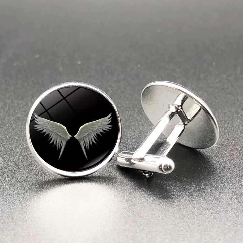 

Angel Wing Bump Glass Creative Pop Glass Cufflinks Vintage Cufflinks