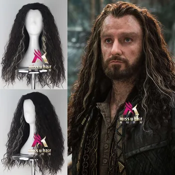 

new Movie The Hobbit Thorin Oakenshield Long Long Wavy wig role play Thorin hair The Lord of the Rings cosplay Costumes +wig cap