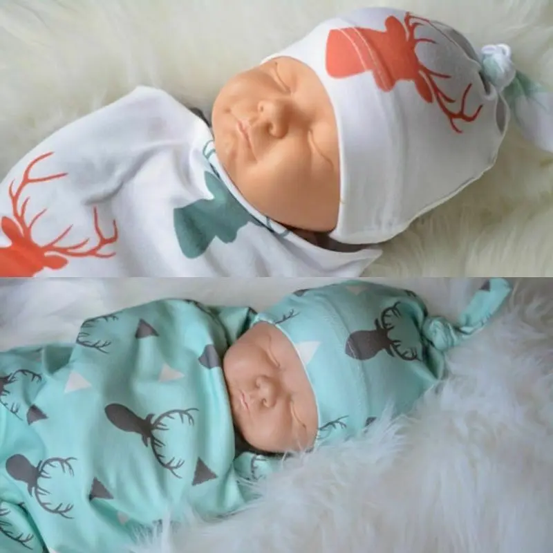 Pudcoco Baby Convenience Blanket Toddler Newborn Baby Boy Girl Deer Printed Soft Stretch Wrap Swaddle Blanket Bath Towel 80*65CM