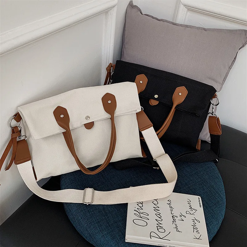 Weysfor Women Canvas Crossbody Bag Ladies Casual Shoulder Bag Foldable Reusable Shopping Tote Bags Beach Bag Female Canvas Bag