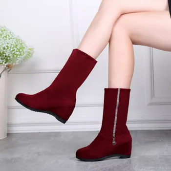 

Women Boots Plush Ankle Snow Boots Female High Quality Leather Warm Fur Inside Winter Shoes Botas Mujer