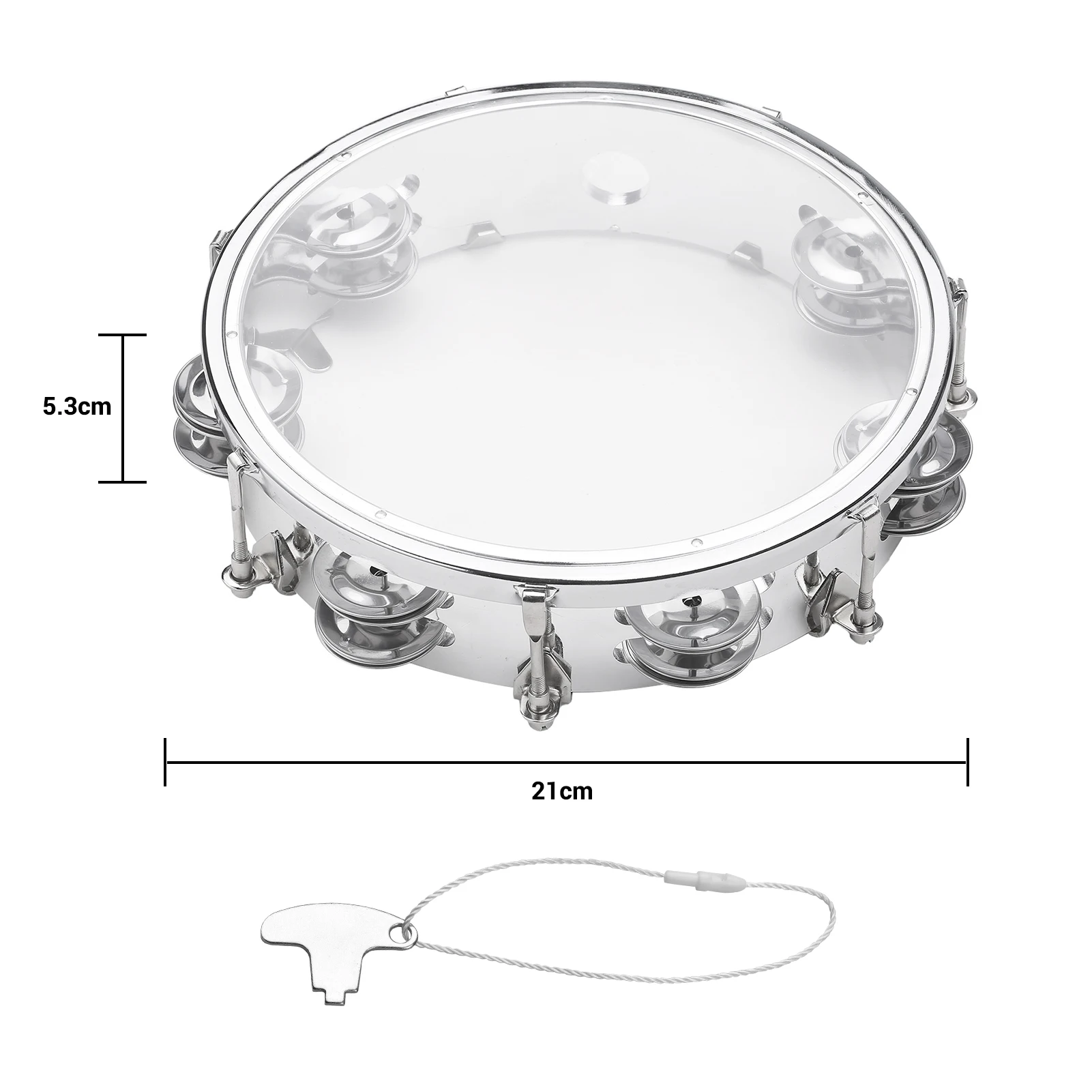 8/10inch Tambourine Handbell Hand Drum with Double Row Jingles Percussion Instrument
