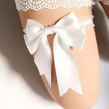 1Pc Women Bridal Solid Color Lace Elastic Thigh Rings Big Ribbon Bowknot Wedding Dress Leg Garter Wedding Dress Accessories