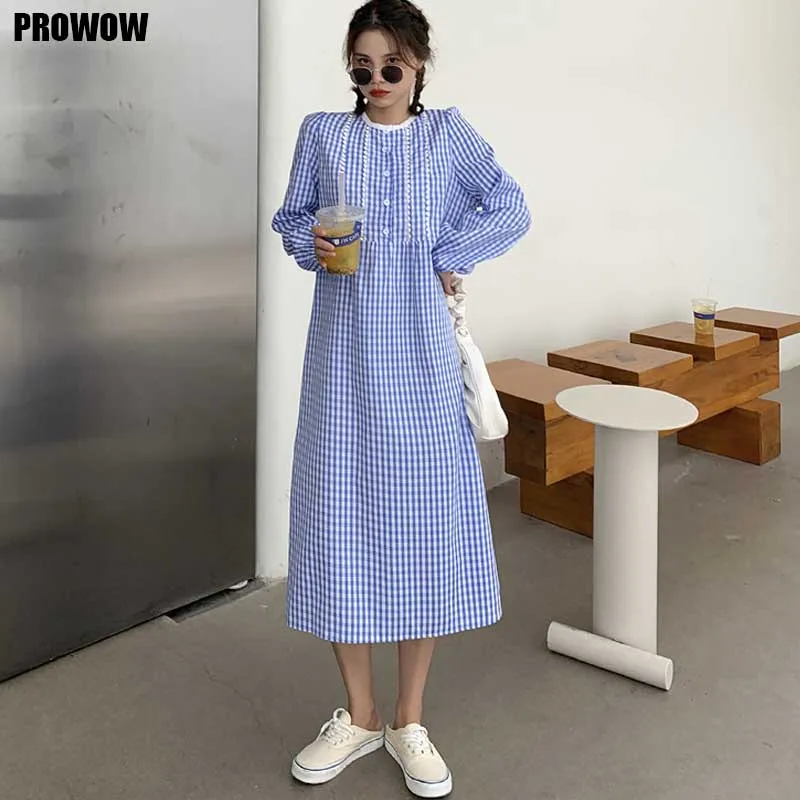 Korean One-Piece White Dress Women 2020 Spring New French Vintage Loose Single-Breasted Long Sleeve Dress Ladies Elegant Dresses