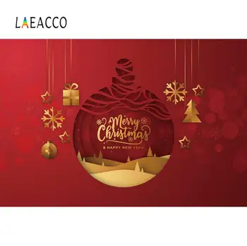 

Laeacco Photo Background Merry Christmas Festivals Happy New Year Party Ball Winter Pattern Photo Backdrop Photocall Photostudio