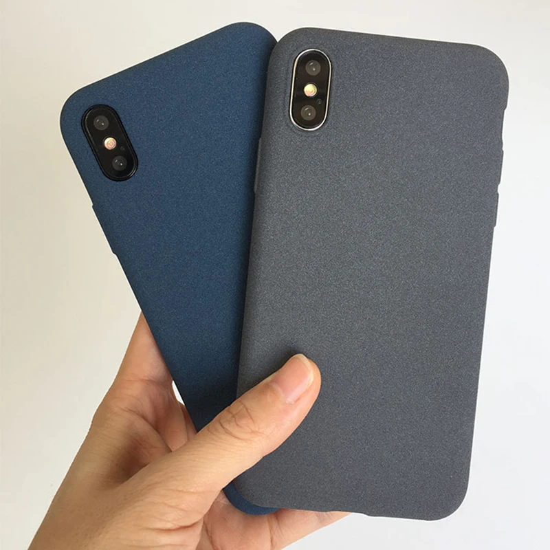 

grit matte case on for apple iphone x xr xs max 8 7 6 8g 7g 6g 6s plus anti fingerprint soft tpu plain back cover capa funda
