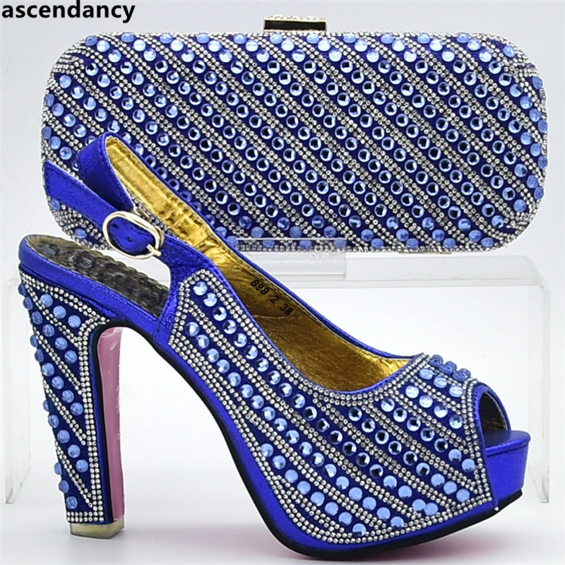 blue shoes and bags to match