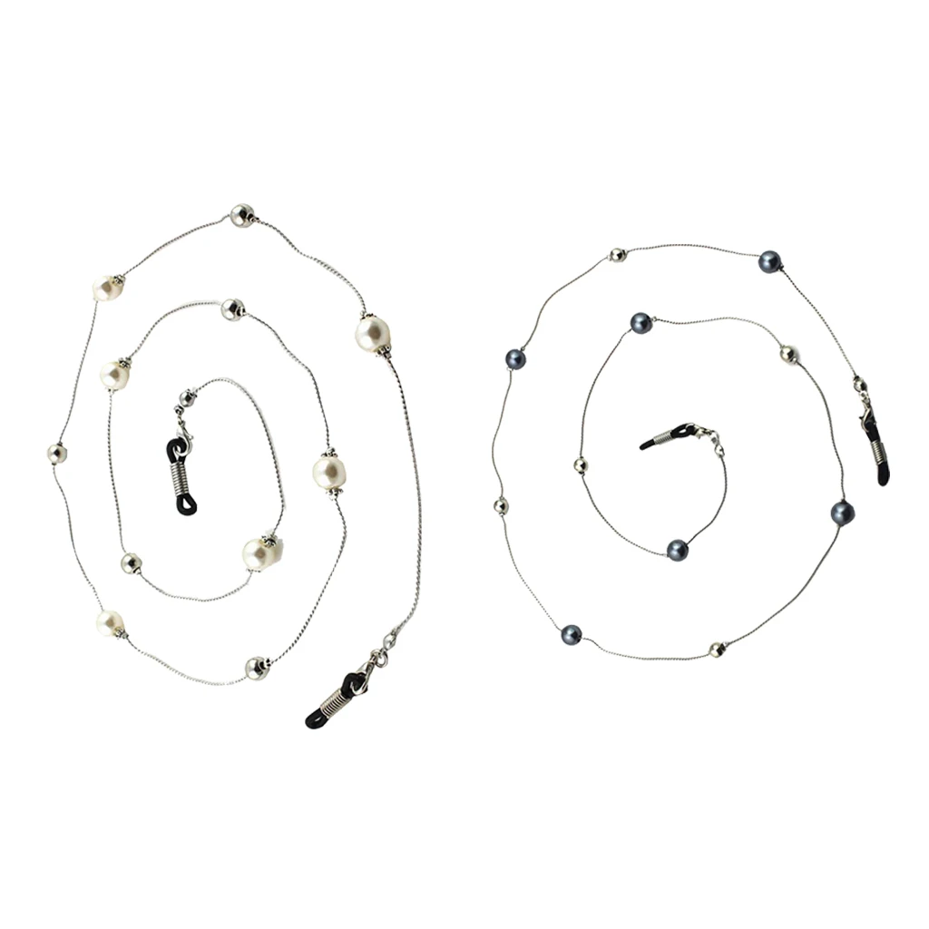 2pcs Pearl Beads Sunglass Eyewear Neck Strap for Eye Glass Sun Glasses Cord