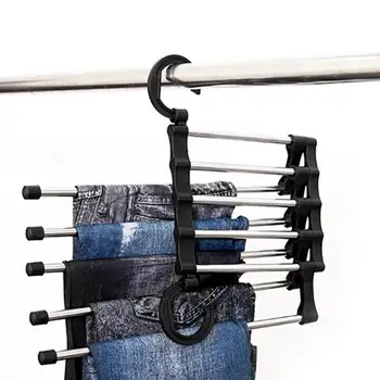 

Household Stainless Steel Free Adjustment Space-saving Multi-layer Storage Rack Five-in-one Multifunctional Trousers Rack