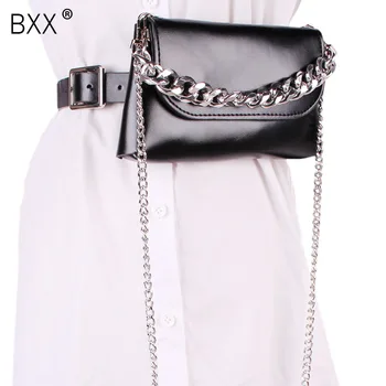 

[BXX] 2020 Spring Fashion Punk Bag Small Harajuku Waist Belts Bag Purse Waist Metal Tassel Mini Chain Women Belt Bags HL282