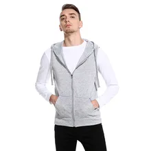 Внешней оболочки фотосессии Для мужчин с капюшоном толстовка с карманом на молнии жилет M19
