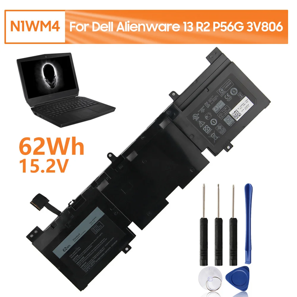 Оригинальная запасная батарея для ноутбука N1WM4 62N2T 2P9KD Dell Alienware 13 R2 P56G 3V806 Подлинная