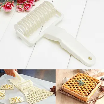 

New White Kitchen Bakery Cake Mass Craft Lattice Puff pastry Roller Cutter