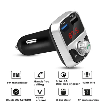 

Bluetooth FM Transmitter 4.2 MP3 Player Handsfree Car Kit support TF Card U disk QC2.0 3.1A Fast Dual USB Charger Power Adapter