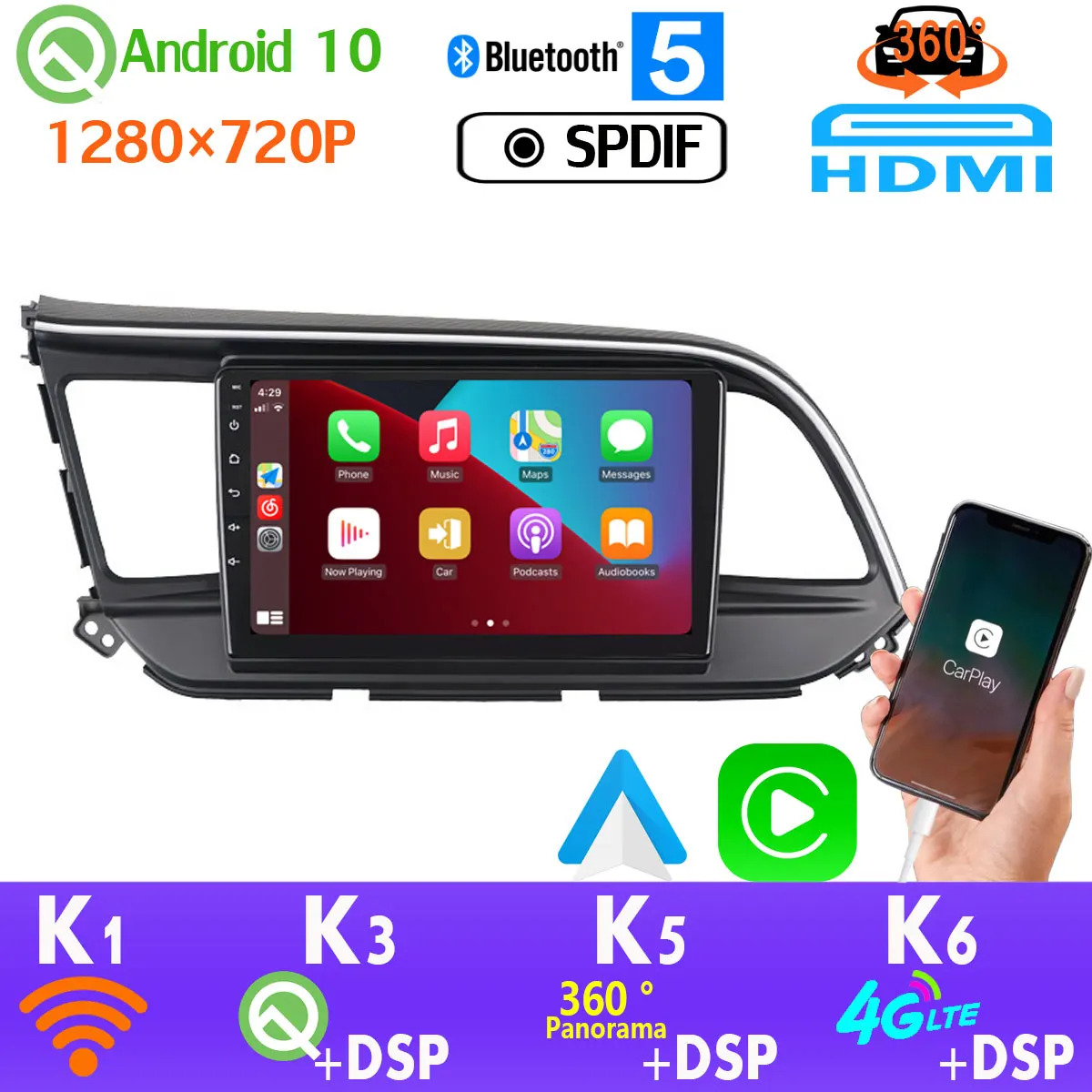 PX6 4G + 64G Android 10 1280*720 для Hyundai Elantra 6 HDMI Автомобильный мультимедийный плеер LTE WiFi GPS