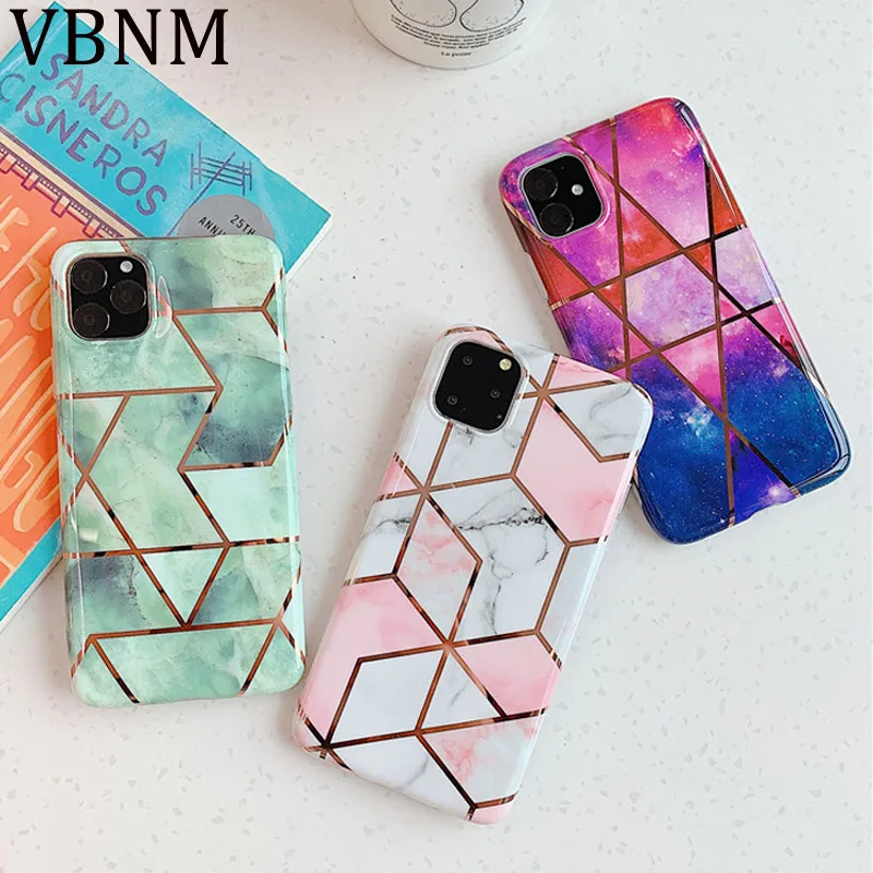 

Luxury Geometric Marble Phone Case For iPhone 11 11Pro Max XR XS XS Max 7 8 Plus 6s 6 Plus Case Soft Silicone Back Cover Fundas