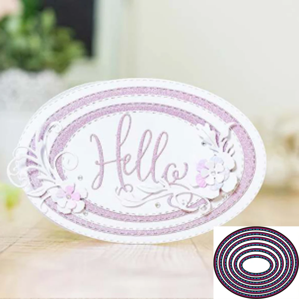 

New Design Craft Metal Cutting Die cut die 6pcs oval frame decorative scrapbooking Album Paper Card Craft Embossing Die Cut