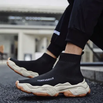 

Men Casual Shoes Flyknit Summer Fashion Sneaker For Man Trend Shoes Sock Outdoor Breathable Vulcanize Shoes Men Flat Soft Loafer