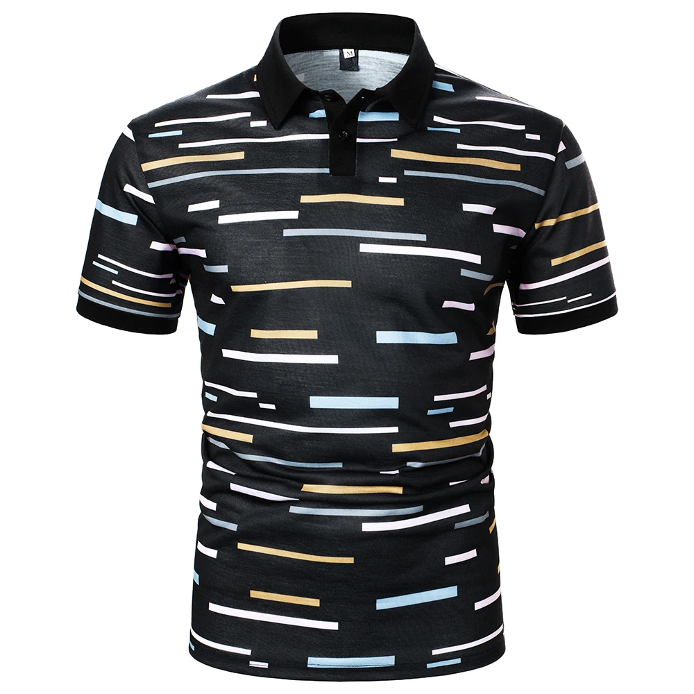 MenT-Shirt Men Short Sleeve T-Shirt Color Block Stripe Printed T-Shirt New Charm Mature Polo Casual Fashion Men Lapel Top 7 H505a9bed6674495d9235a6989a2f59deG