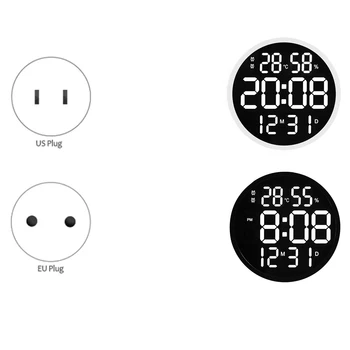 

12Inch Led Mute Digital Temperature&Humidity Clock,Electronic Clock for Living Room Decoration