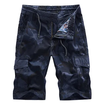 

2020 New Summer Casual Mens Shorts Tooling Camouflage Patch Bag Cotton Shorts Men Clothing Straight Multi-pocket Slim Shorts Men