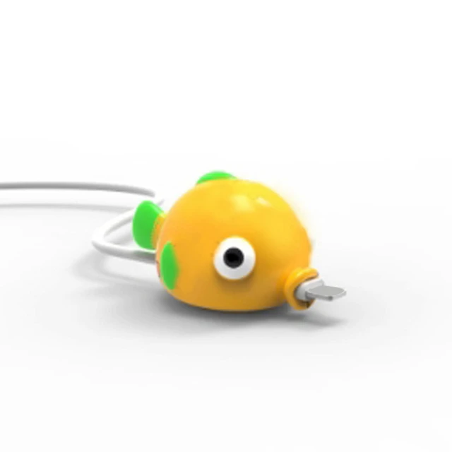 Cute Cartoons Animal Bite Cable Data Protector fish dinosaur dog Shaper cable Winder Organizer iPhone iPad Data Line Protection Yellow