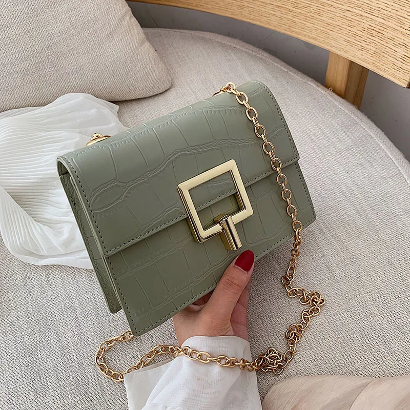 

Women's Designer Handbag 2019 Fashion New High Quality PU Leather Female Flap Square bag Lock Chain Shoulder Messenger Bags