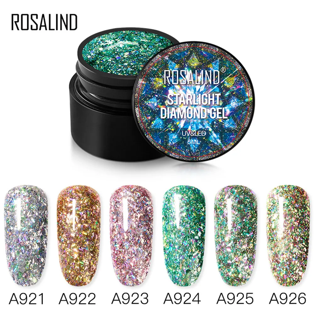 ROSALIND 5 мл Starlight Алмазный Гель лак для ногтей Дизайн маникюра цвета Грунтовка