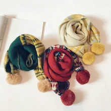 Осень-зима, вязаный детский шарф, Модный корейский стиль, геометрический шарф для мальчиков и девочек, 23