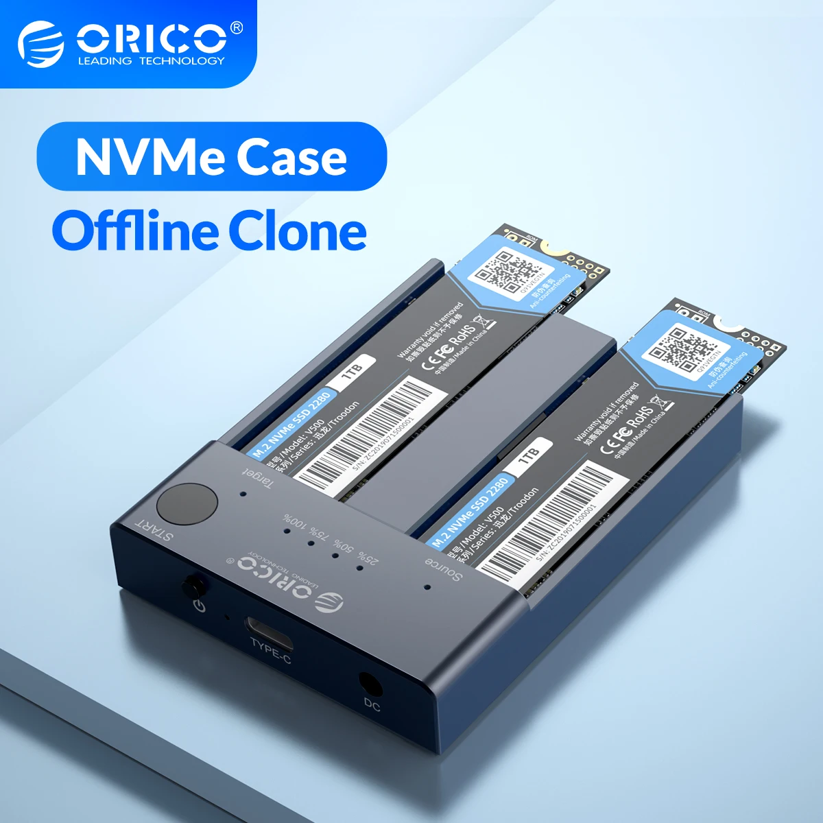 Dissipateur Thermique ORICO Pour SSD M.2 NVMe/ SATA 2280 - Aluminium, Caloduc Cuivre, Pads Thermiques