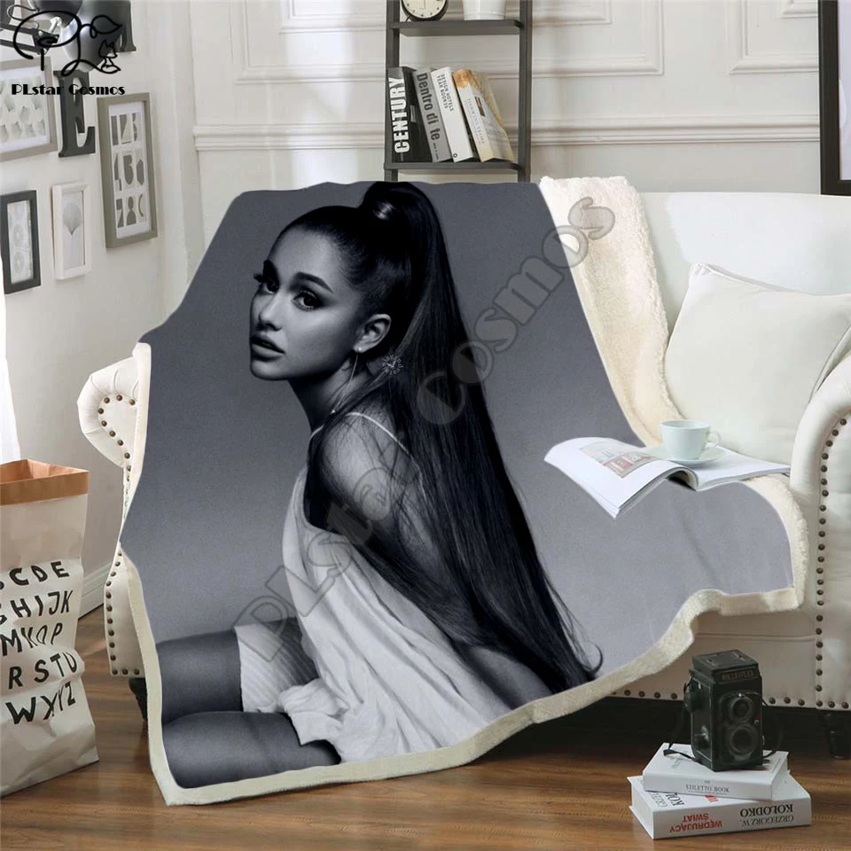

Ariana Grand Fleece Blanket Plush 3d Printed for Adults Sofa Sherpa Fleece Bedspread Wrap Throw Blanket style-4