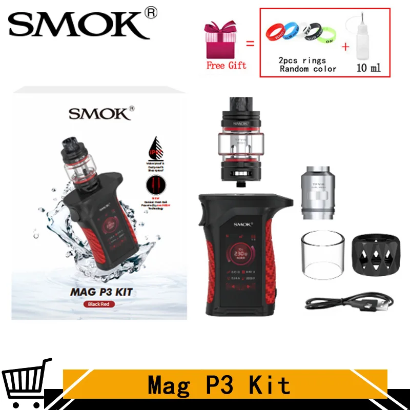 Оригинальный Smok Mag P3 комплект 230 Вт 9 мл БАК 18650 батарея коническая сетка 510 Ом и