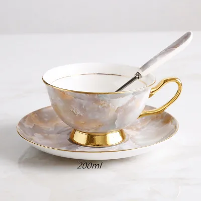 Европейский мраморный керамический чайник чайный сервиз кофейник Британский высококачественный костяной фарфор кофейная чашка набор бытовой чайник большой емкости - Цвет: 1pcs