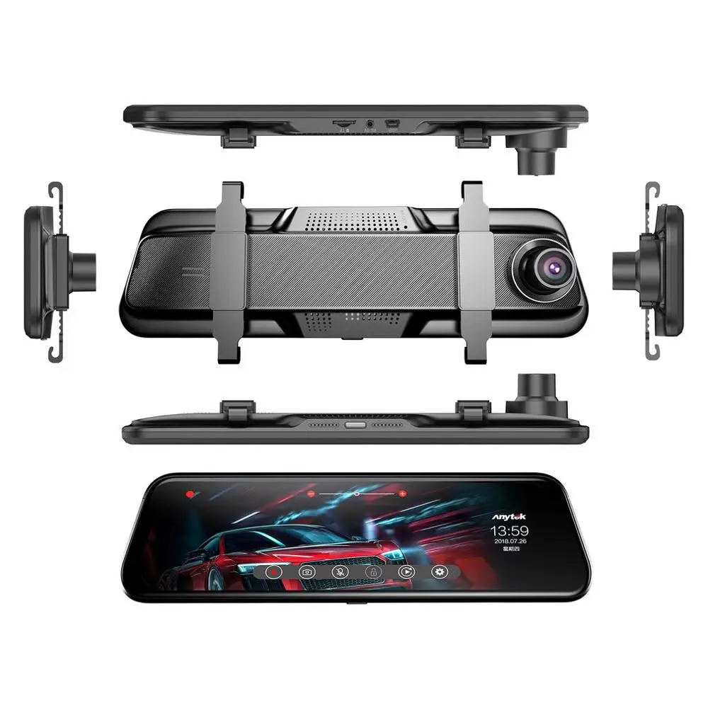 T12+ 9,66 дюймов сенсорный экран DVR Автомобильная камера с двойным объективом видеорегистратор для вождения ночного видения DVR