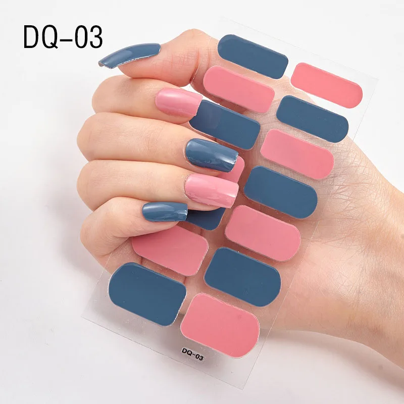 Korean Fashion Colorful 3D Glitter Sequins Nail Art Stickers Manicure DIY Nail Strips Wraps Solid Color