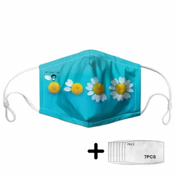 

2020 Pretty Sunflower Pattern Face Mask Mouth 7pcs 2.5 PM Men Women Washable Protective Helianthus Print Masks Travel Mascarilla