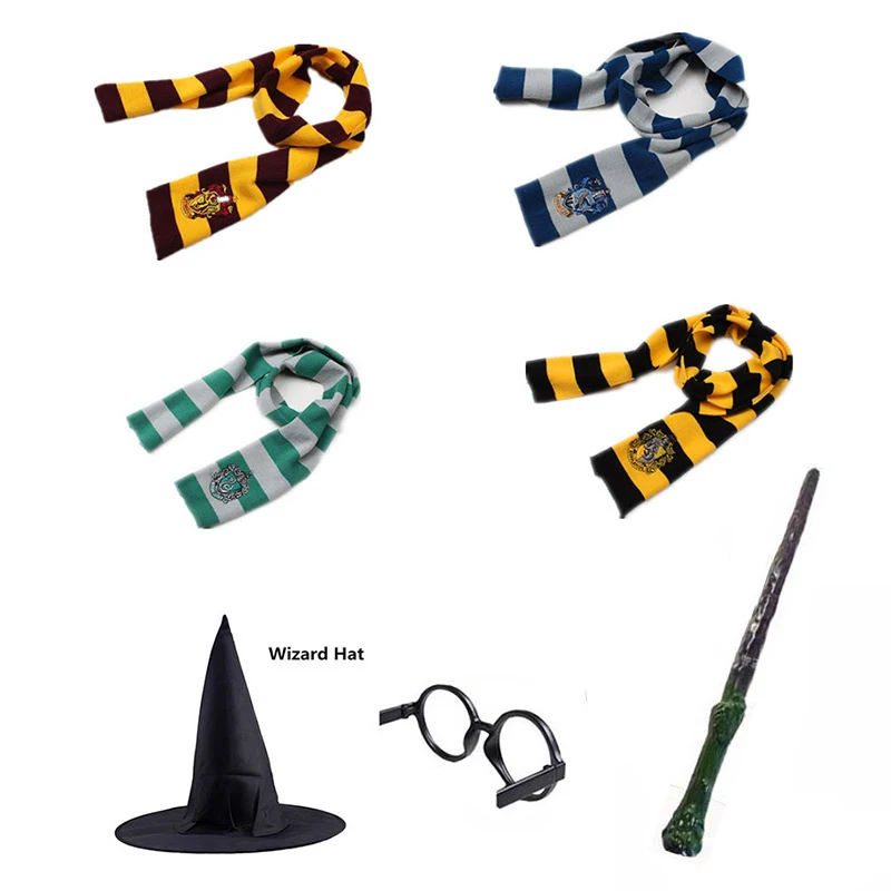 Маскарадные костюмы для взрослых и детей из Поттера, Волшебная накидка из Поттера, халат с галстуком, шарфом, палочкой, очками, одежда для костюмированной вечеринки на Хэллоуин